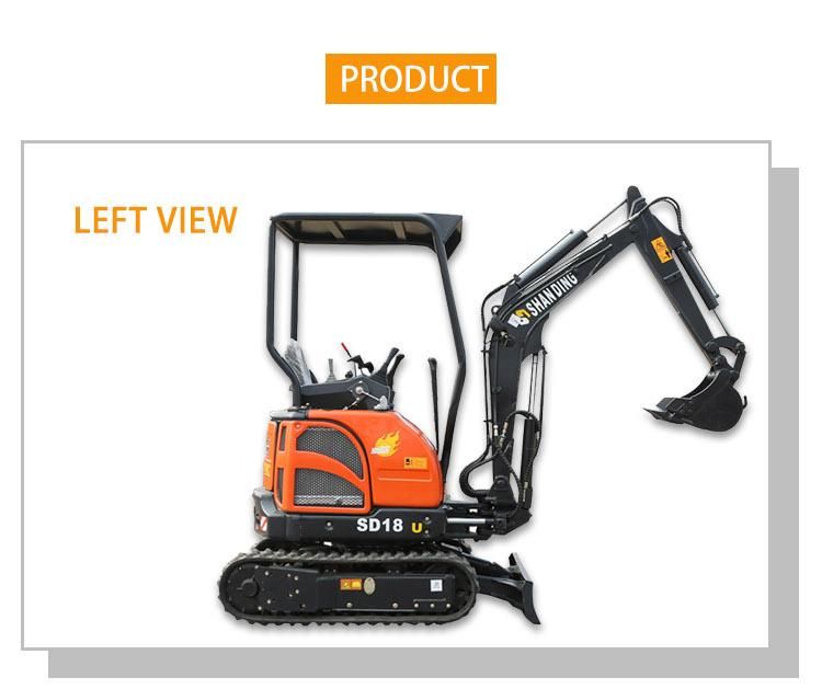 1.8 Ton Zero Tail with Boom Sway Function Perkins Engine Mini Excavator SD18u