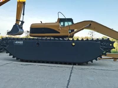 Secondhand Used 320c Amphibious Excavator Undercarriage Pontoon Hydraulic Extendable and Retracted