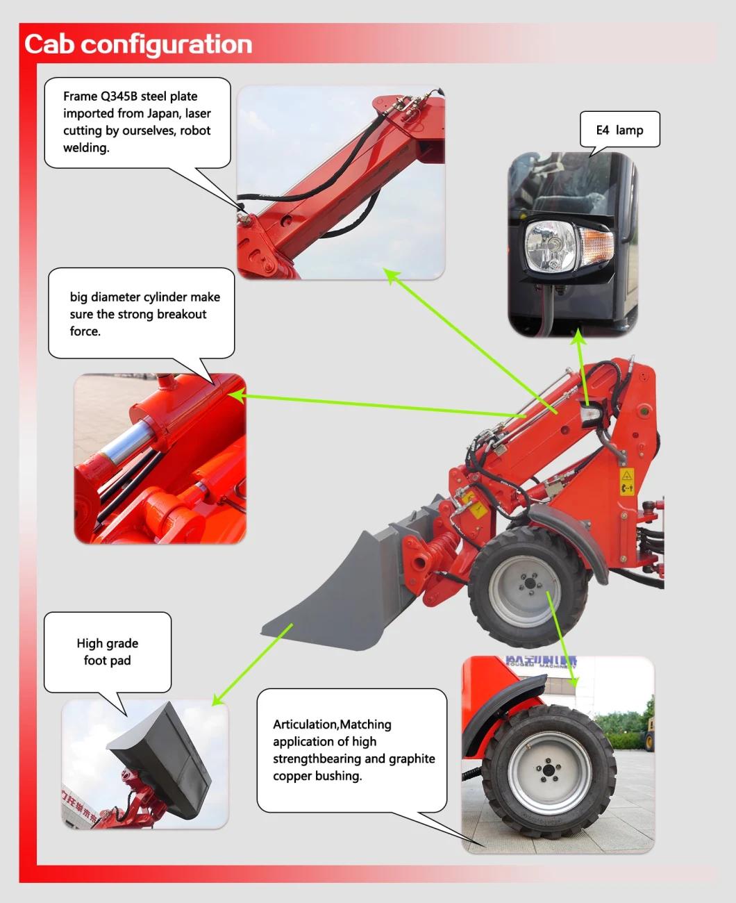 Tl1000 800kg Farming Garden Mini Telescopic Wheel Loader