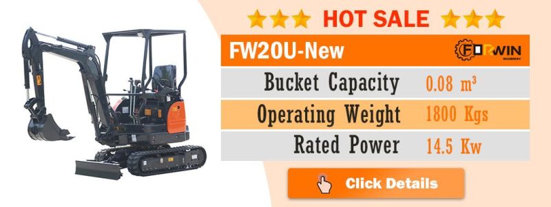 China High Standard 2.7 T Small Backhoe Digger Fw25u Mini Hydraulic Pump Rubber Crawler Track Excavators with Cabin Cheap Price for Sale