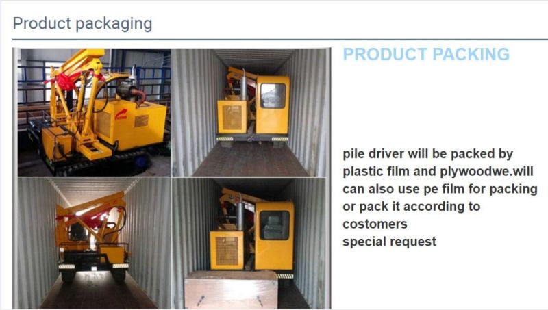 Integrated-Type Model of Pile Driver Is Pulling The Pile Along Countryside Road.