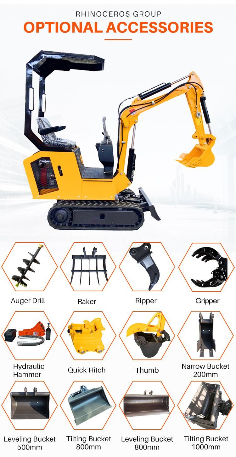 Hot China Mini Excavator 0.8t -10 Ton Small Digger 1 Ton 3 Ton Excavator with Rubber Track for Sale