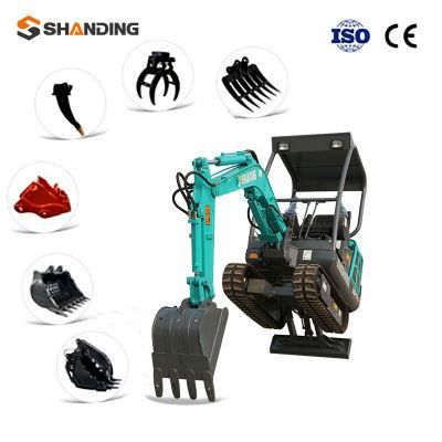 Excavators Excavatrice 1.6ton Mini Excavator with Cab for Sale Shanding Brand