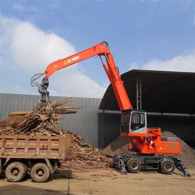 China BONNY BHW35-8 35 Ton Mobile Hydraulic Material Handler with Rotational Multi-Tine Grab