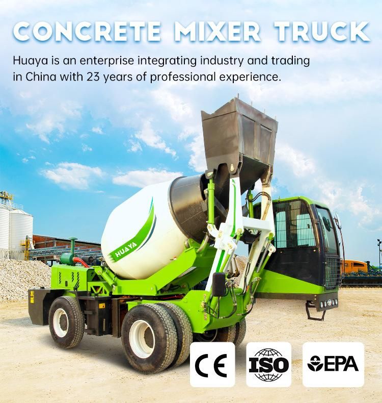 New Hydraulic Huaya Cement Self-Loading Concrete Mixer Truck with CE