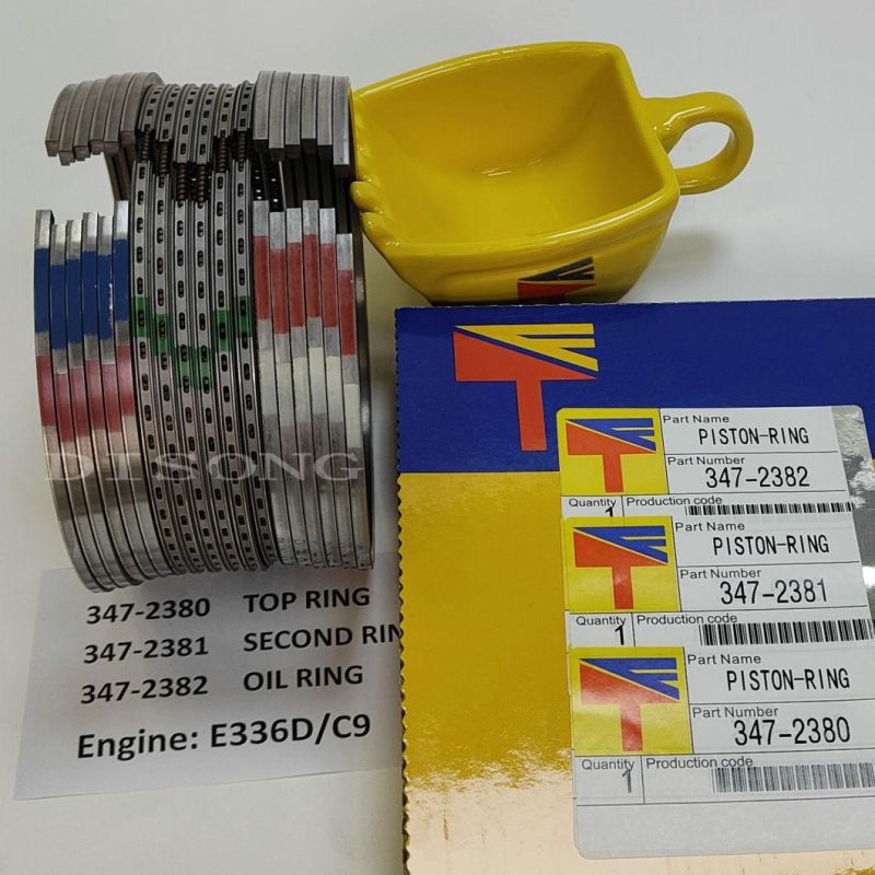 High Quality Diesel Engine Mechanical Parts Piston Ring 347-2381 347-2382 347-2380 for Excavator E336D Buildozer D7r D6r Engine C9 Generator Set