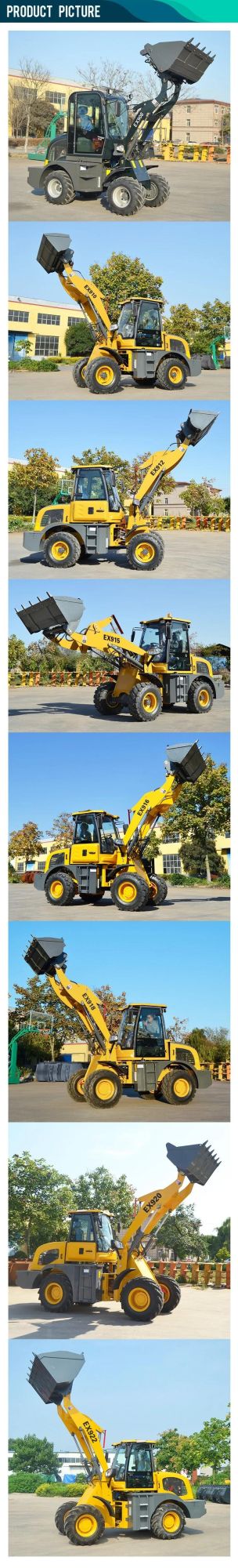 Hydraulic 4100kg Huaya Mini Front End Telescopic Boom Loader Wheel