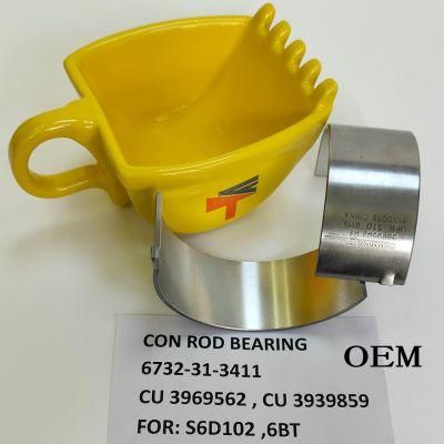 Machinery Engine OEM Con Rod Bearing 3969562 for Engine 6bt Qsb6.7 S6d102 S6d107 Spare Parts 3939859 6732-31-3411