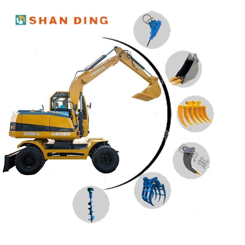 CE Certified Earth-Moving Machinery SD40W 4 Ton Wheel Excavator Mini Digger Mini Excavator for Sale