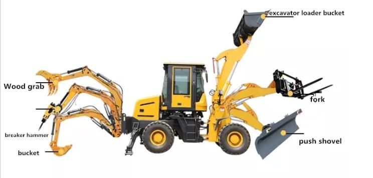 Wz10-10 Hot Sale Wheel Backhoe Loader with Accessories