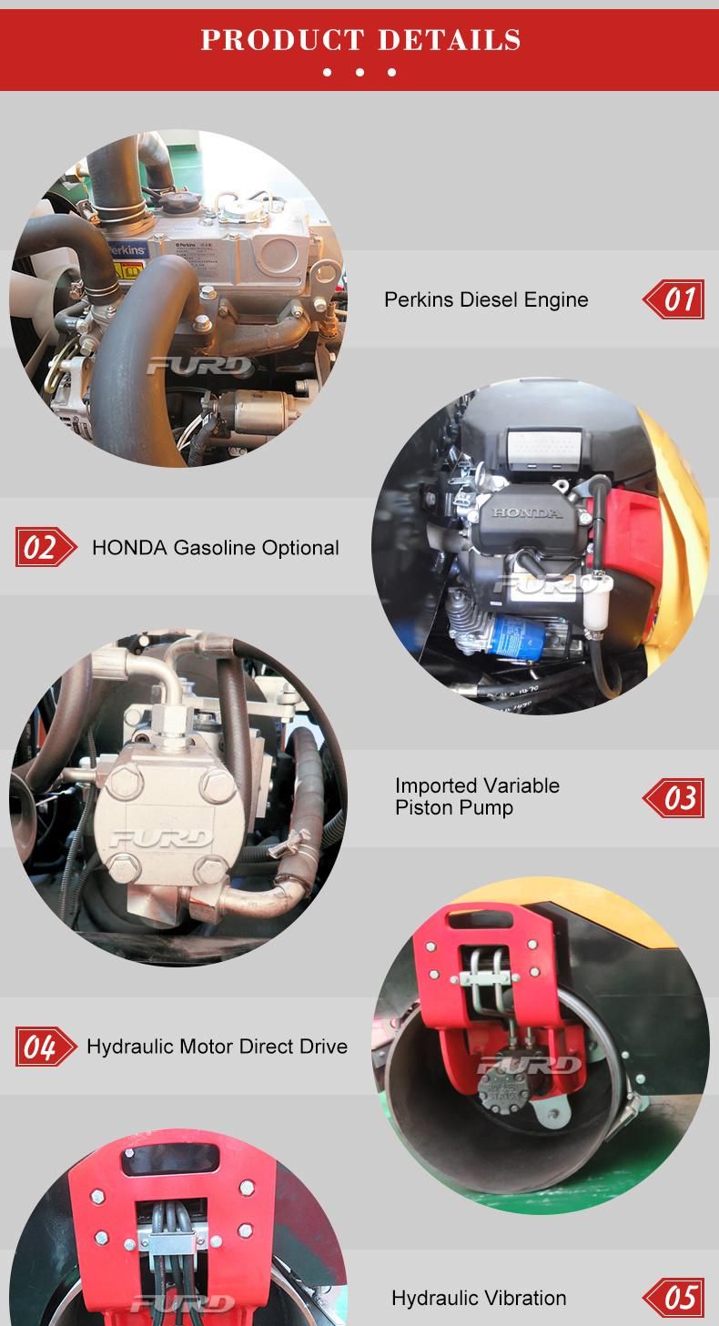 1.5 Ton Double Drum Road Roller Compactor for Asphalt Paving Compaction