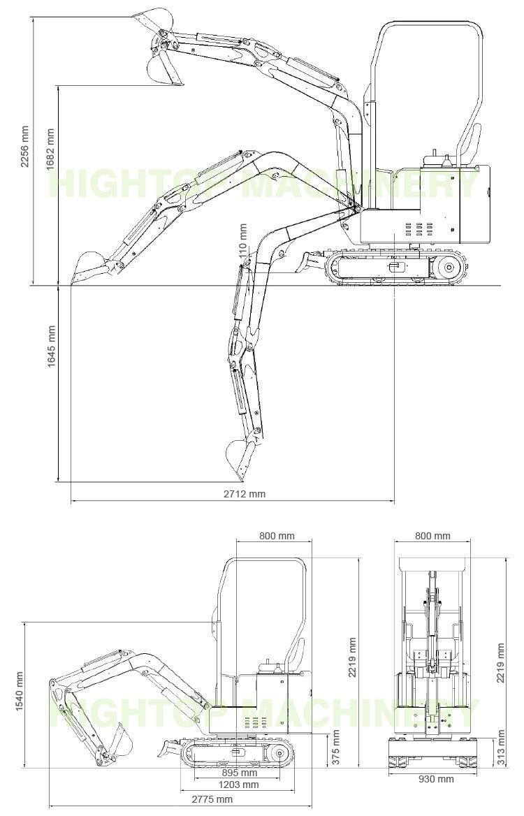 Ht10 Excavating Machinery Hydraulic Excavator Garden Use Trenching Crawler Small Mini Excavator