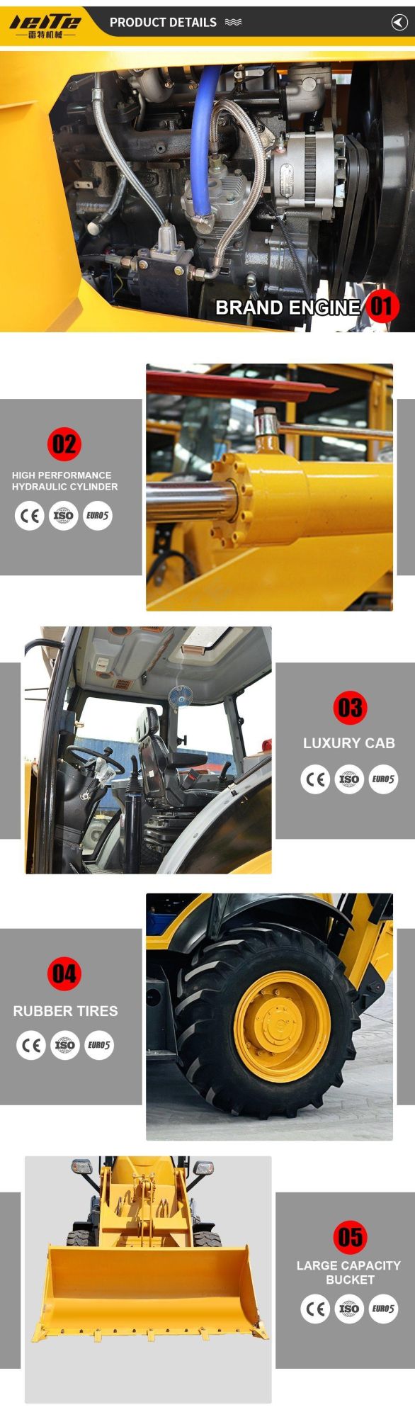 Factory Manufacturer Wholesale Euro 5 EPA 4 Wd New Multifunction 1-8 Ton Tractor Backhoe Loader Cheap Mini Front Mount Loader Backhoe Price for Sale