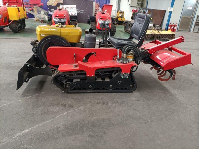 Sitting Drive Crawler Tractor with Rotary Tiller for Agricultural Machinery Mini Rotary Cultivator