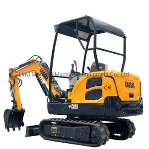 Cougar Cg18 (Canopy) Backhoe Crawler Mini Excavator with Zero Tail and Retractable Undercarriage
