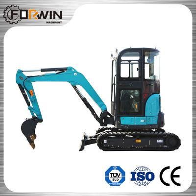 Fw30u (new) -Cabin Household Trencher Agricultural Small Digging Machine EPA Mini Excavators with Narrow Bucket 200mm for Sale