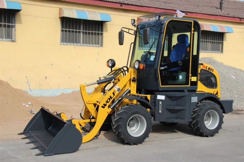 China Supplier Wolf Zl08/Wl80 0.8t/800kg 4WD/Wheeled with CE/Euro3/Euro5/Diesel Best Radlader/Hoflader/Wheel Loader for Mini/Farm/Garden/Agricultural/Sales