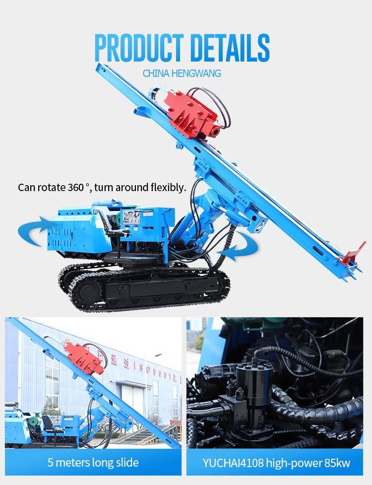 600m Power Head Hydraulic Pile Driver Machine Solar Type