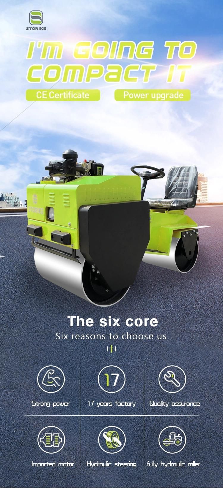 800kg Cheap Price Diesel Gasoline Power Vibratory Roller Compactor Europe