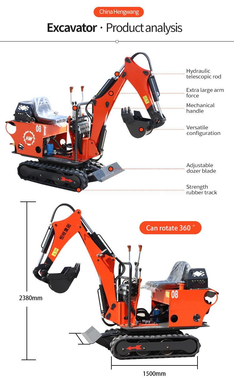 Micro Excavator Mini Excavator Small Digger with Crawler