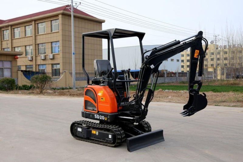 Cheap Price 2ton SD20u Mini Digger Excavator Rubber Hydraulic Crawler Excavator