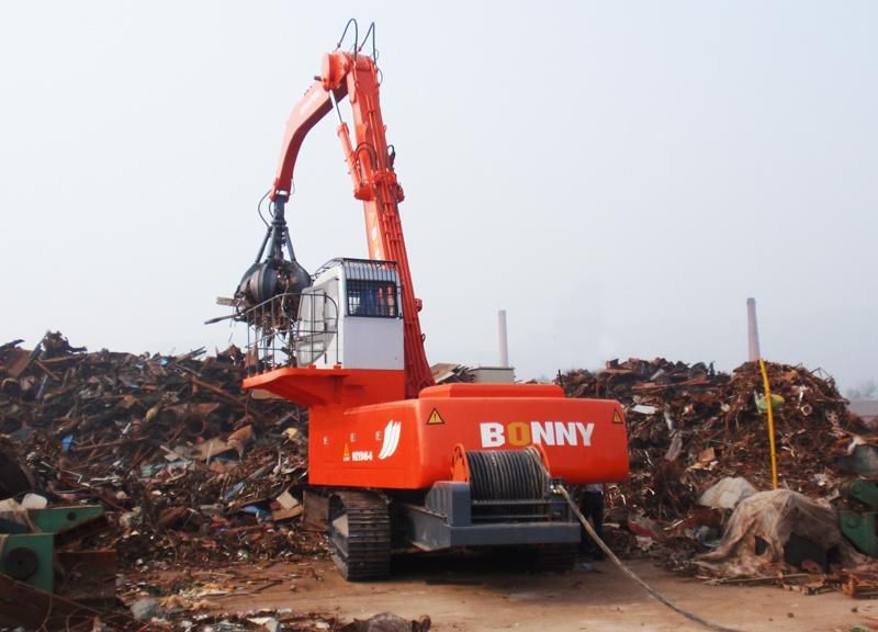 Bonny 50ton Electric Hydraulic Material Handling Machine Handler on Track for Scrap and Waste Recycling