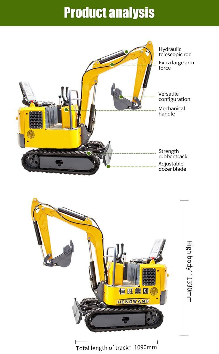 Popular New High Efficiency Digger Mini Excavator 1 Ton