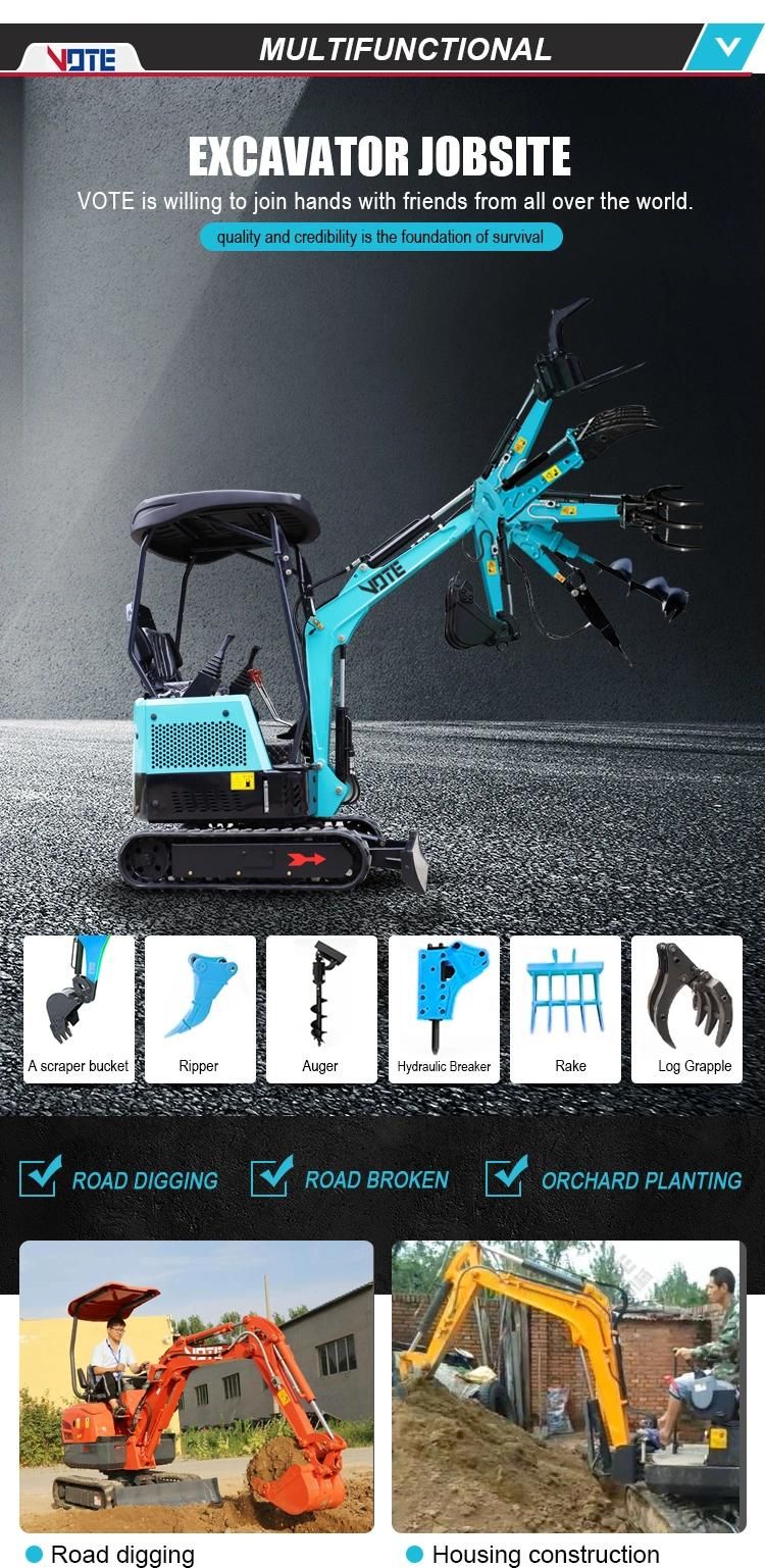 Hot Sale 1 Ton 1.5 Ton 2 Ton Mini Excavator with Rubber Track From China Free Home Delivery