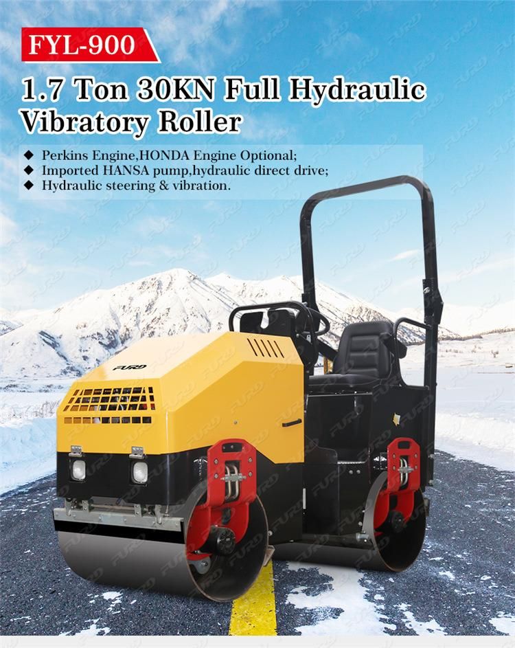 Ride on Double Drum Vibratory Road Roller for Road Construction Fyl-900