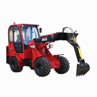 Chinese Telescopic Arm Hydraulic Loader 4 Wheel Drive Log Loader with Mini Excavator Attachments for Sale