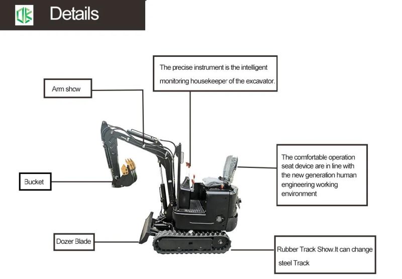 1 Ton Diesel Engines Mini Micro Digger Backhoe Hydraulic Crawler Excavator Price