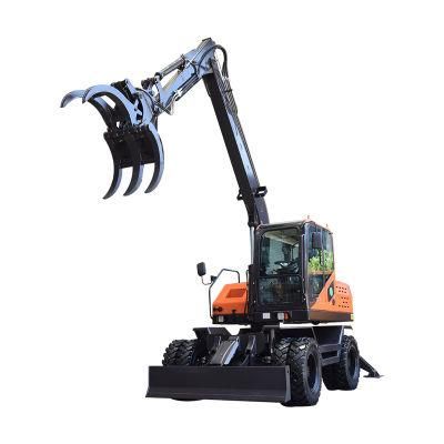 High Quality Jg95z Wheel Excavator with Wood Grapple for Cheap