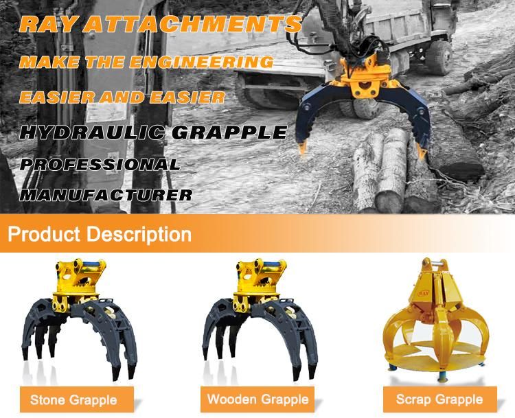 China Hydraulic Wood Timber Rotating Grapple for Mini Digger Backhoes Trailer