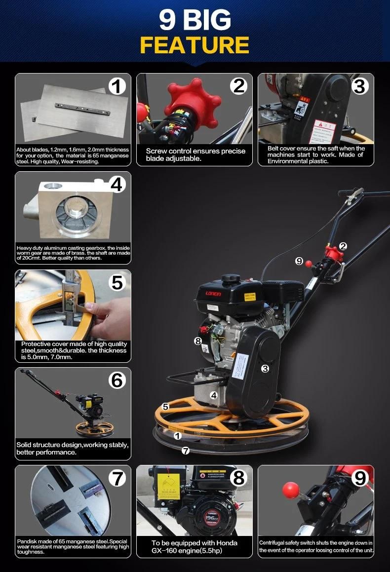 Wholesale Factory Price Concrete Power Trowel 5.5-6.5HP Trowle Machine for Sale
