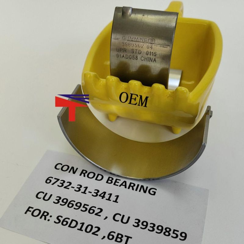 Machinery Engine OEM Con Rod Bearing 3969562 for Engine 6bt Qsb6.7 S6d102 S6d107 Spare Parts 3939859 6732-31-3411