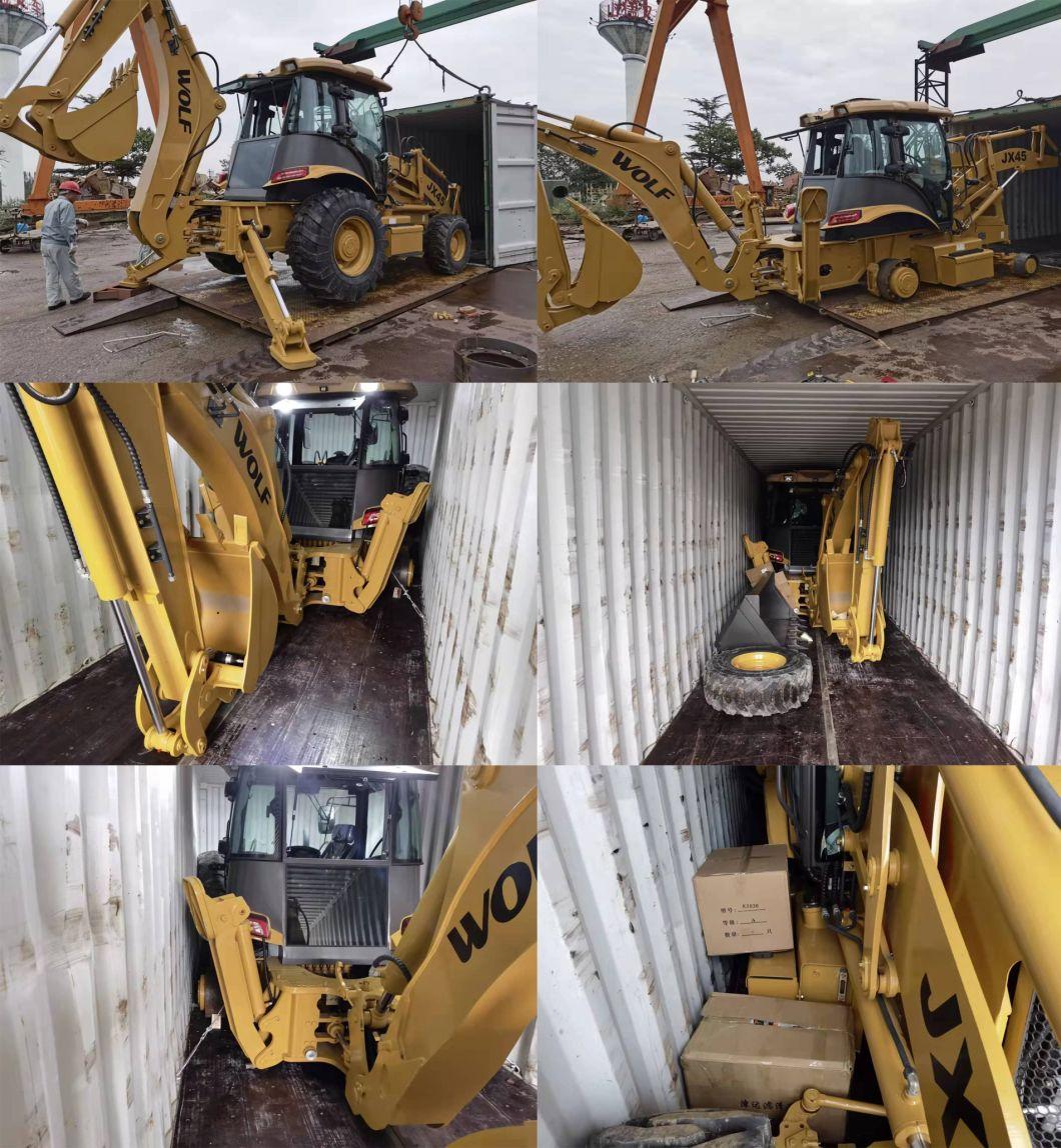 Wolf with CE Approved/Cabin/Rops/Fops Jx45 2t/2.5t Best China New Front End Loader Backhoe Loader for Sale/Africa/South America/Argentina