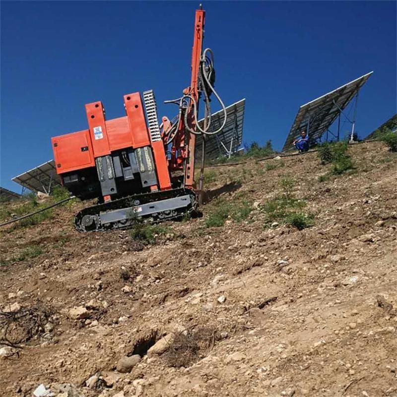 Mountain Slope Rock Borehole Drilling Rig Use for Solar Project