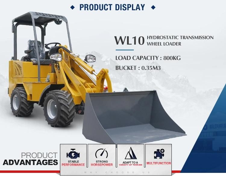 0.8 Tons Articulated Mini Wheel Loader Hoflader Radlader Wl10 with CE&EPA