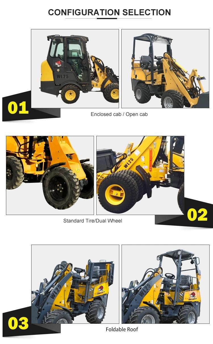 China New Small Wheel Loader Wl25/Wl35/Wl50 with CE & EPA for Sale