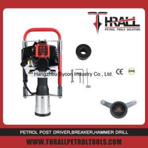 Thrall easy operate handle post driver for pipe post