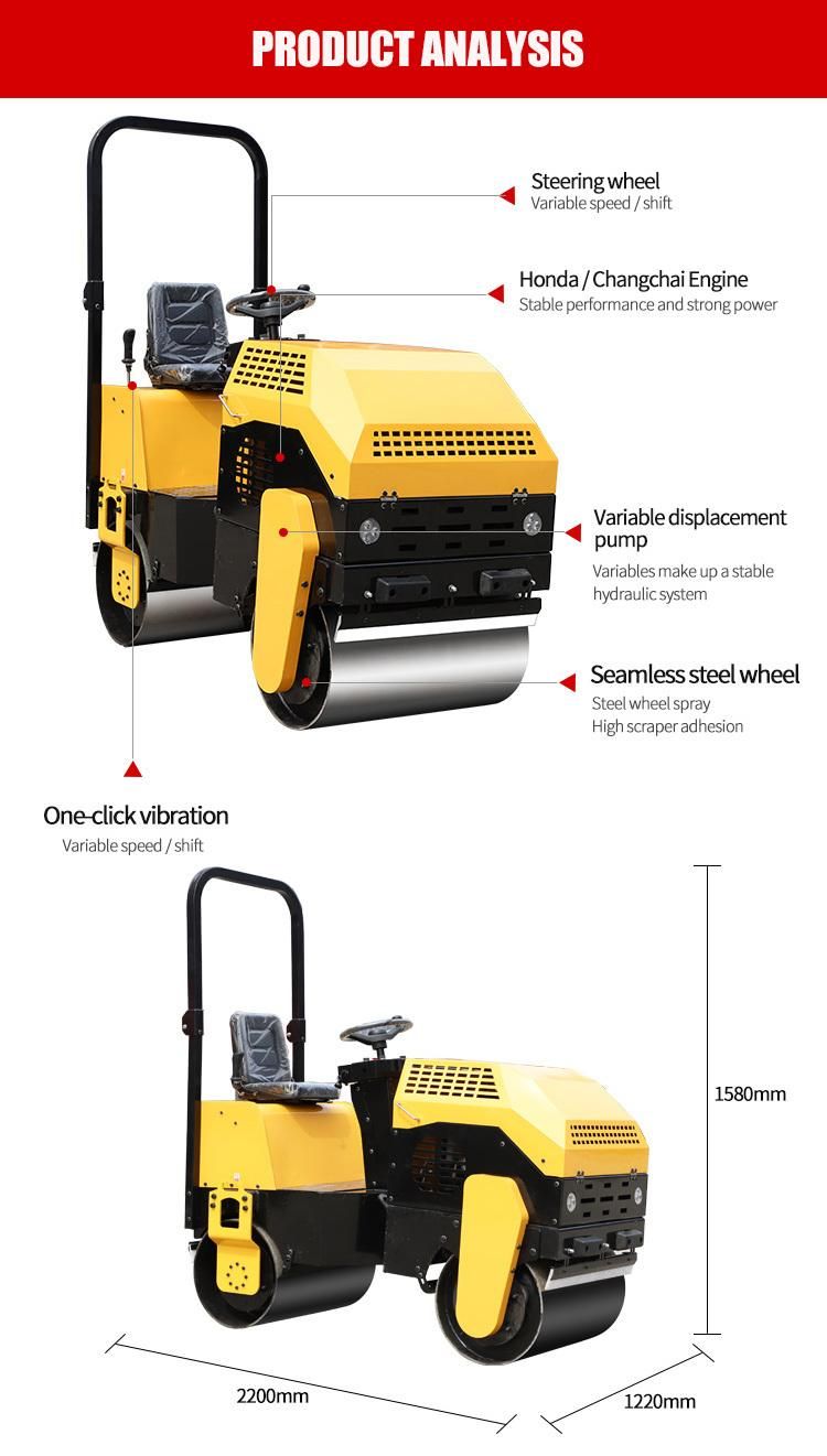 Double Drum 1ton Road Roller for Construction