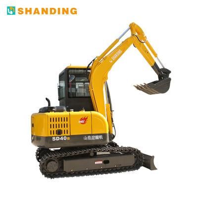 Shanding Factory 4 Ton Bucket Hydraulic Small Excavator Crawler Bagger Digging Machine Manufacturer for Sale Model SD40b
