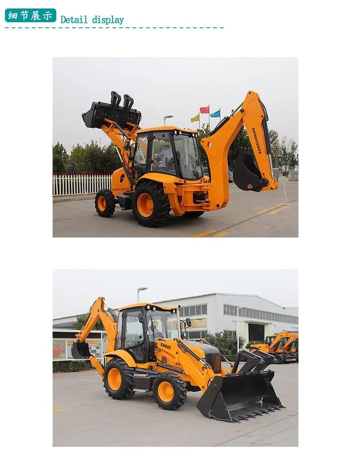 Xiniu Mini Digger Backhoe Wheel Loader Xn880 0.8 Ton