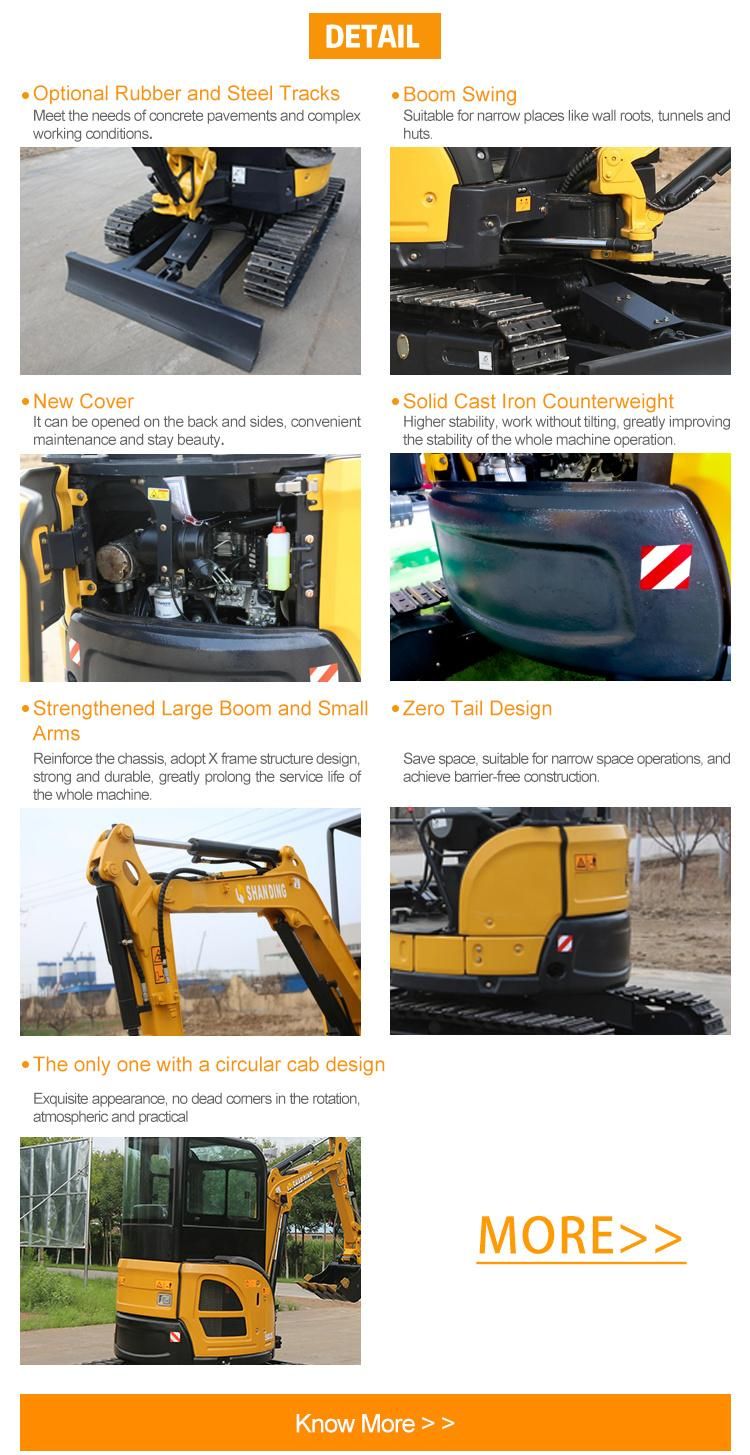 Yellow Cabin SD25u 2.5ton Mini Excavator Mini Digger Hydraulic Excavator Crawler Excavator