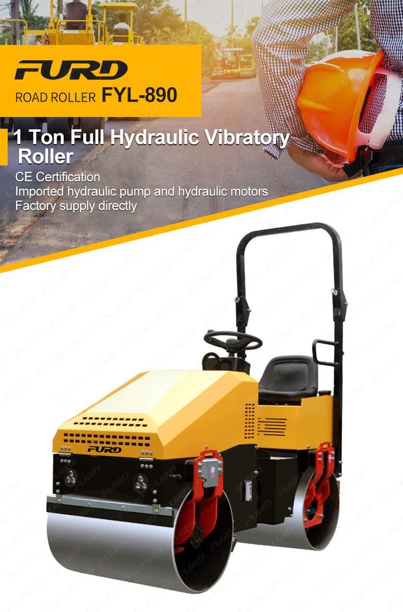 China New Hydraulic Vibrating 1 Ton Double Drum Road Roller for Sale