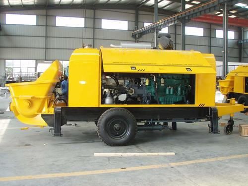 Small 50m3/H Diesel Trailer Concrete Pump Hbt5008c-6y with 100m Pipe