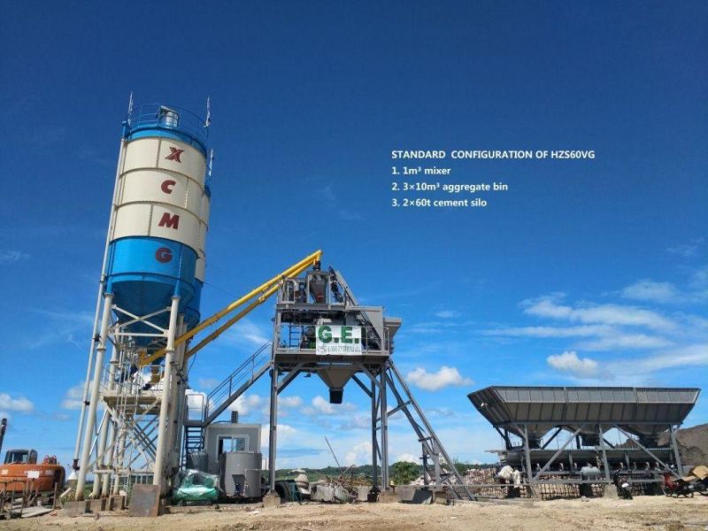 XCMG Official Cement Mixing/Mixer Plant Hzs75ky 75m3/H Small Mobile Concrete Batching Plant for Sale