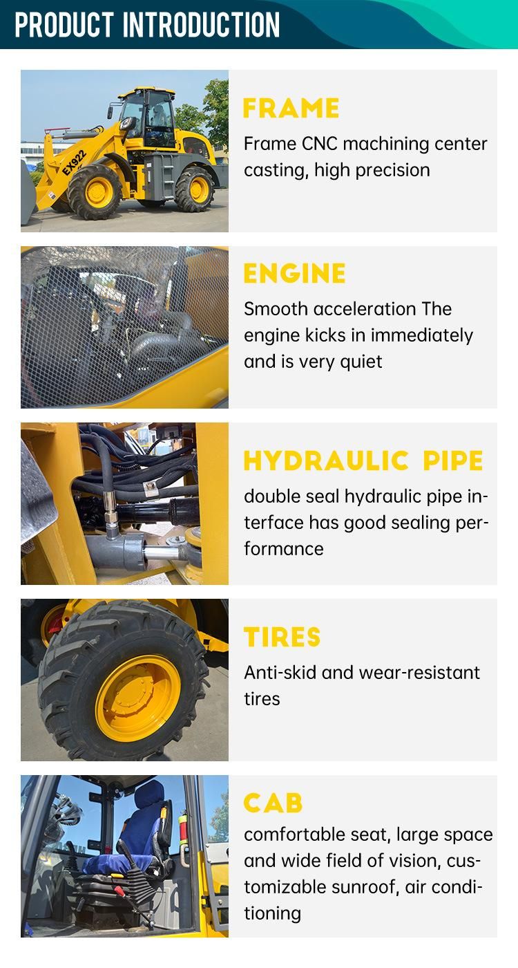 Hydraulic Small Huaya Compact Front End Telescopic Boom Loader Wheel