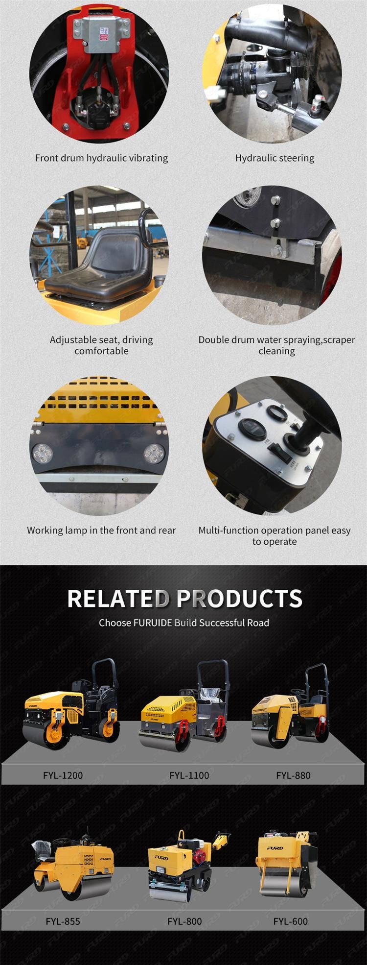 1 Ton/ 2.8 Ton Road Roller Small Tandem Smooth Vibratory Roller