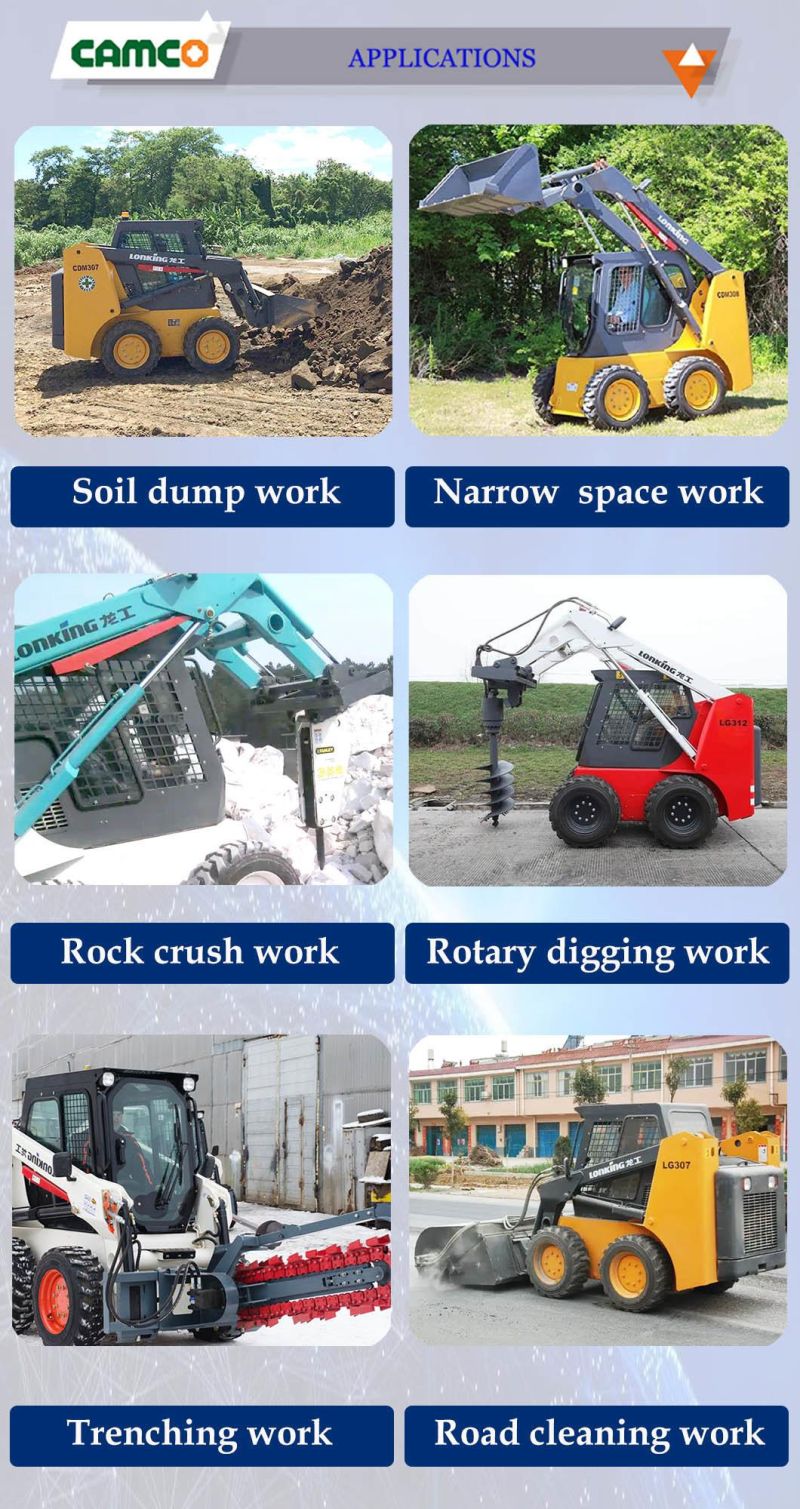 High Cost Effective Lonking Four Wheeled Skid Steer Loader